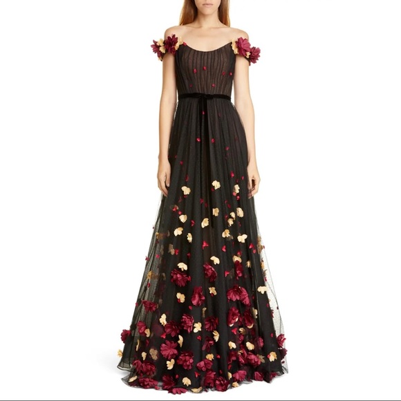 Marchesa Dresses & Skirts - Marchese Notte 3D floral off the shoulder gown